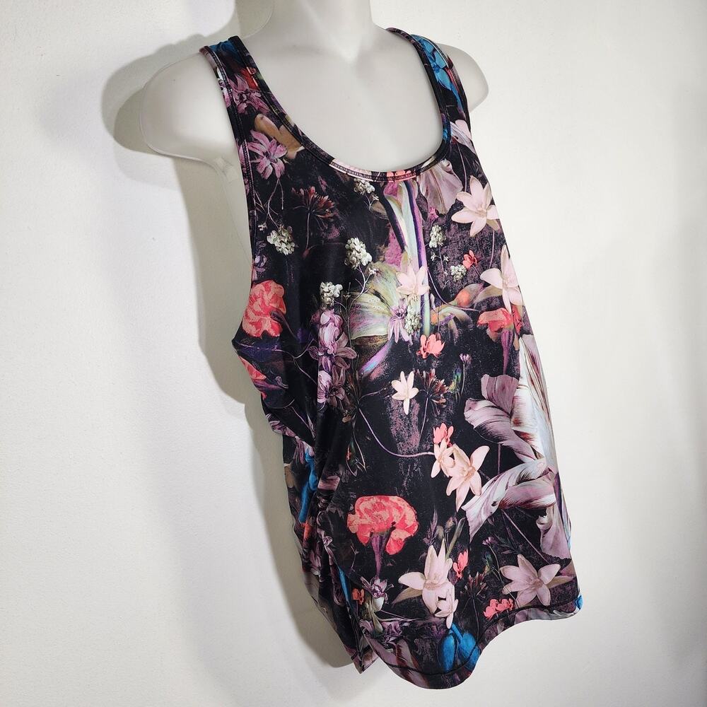 Calia by Carrie Underwood Tank Top Large Floral Print Racerback Ruching Sports - Picture 4 of 11